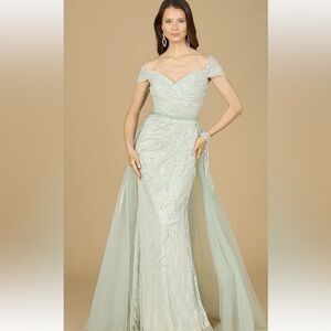LARA Mint Green Off-Shoulder Prom Dress